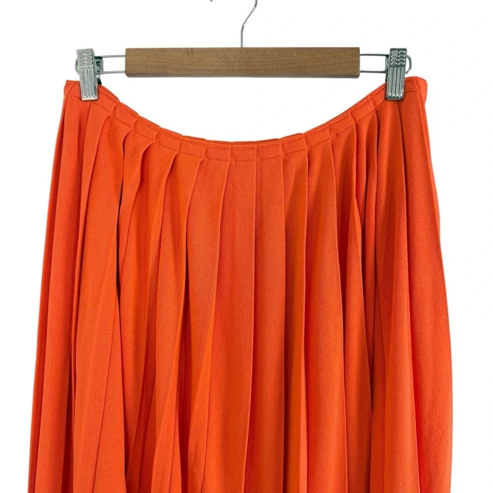 J. Crew Pleated Sweater Skirt Orange Sz M NWT